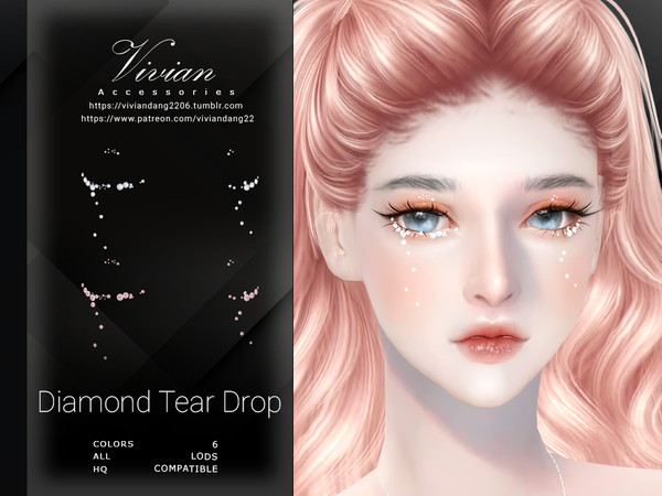 Sims 4 — Diamond Tear Drop by VivianDang — - All new meshes
