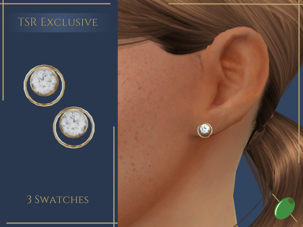 Sims 4 — Winnow Studs by Pitted0live — Circle design diamond studs Custom catalog image