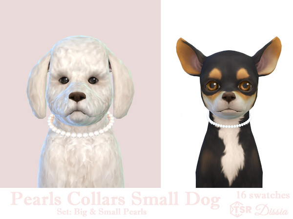 Sims 4 — Pearls Collar v2 (Smaller) by Dissia — Collars in bigger or smaller pearl versions for small dog