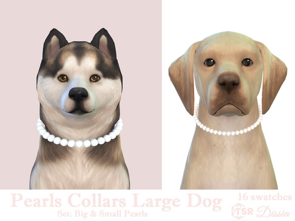 Sims 4 — Pearls Collar v1 (Bigger) by Dissia — Collars in bigger or smaller pearl versions for large dog