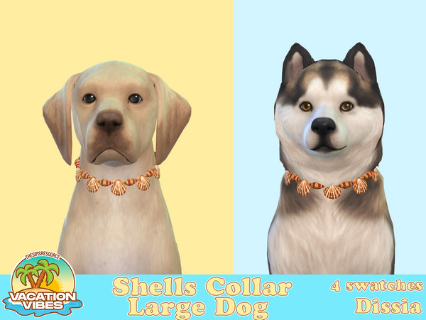 Sims 4 — Shells Collar Large Dogs by Dissia — Collar made of sea shells for your large dog