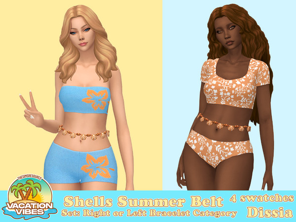 Sims 4 — Shells Summer Belt (Right Bracelet Category) by Dissia — Sea shells waist belt