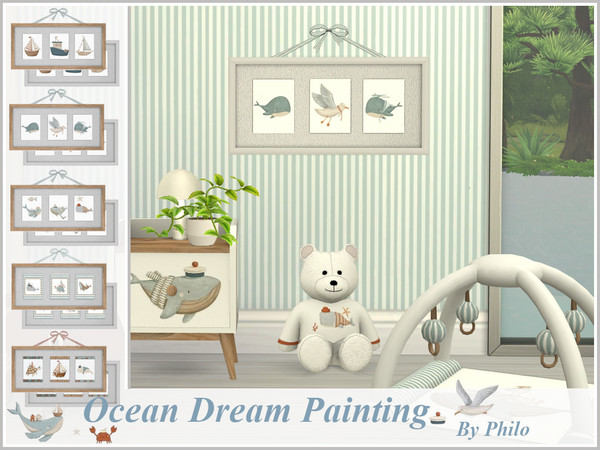 Sims 4 — Philo_Ocean Dream Painting by philo — Why not decorate your nursery with furnitures picturing whales, sea