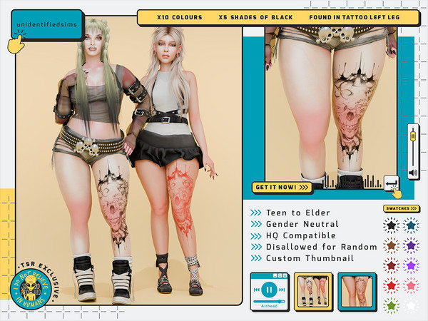 Sims 4 — Airhead Tattoo by unidentifiedsims — 10 Colours