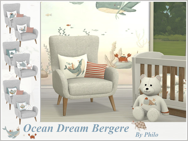 Sims 4 — Philo_Ocean Dream Bergere by philo — Why not decorate your nursery with furnitures picturing whales, sea turtles