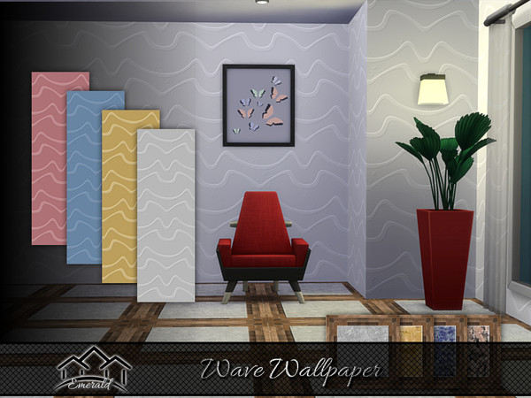 Sims 4 — Wave Wallpaper by Emerald — Wave wallpaper will bring nature and beauty to your home.
