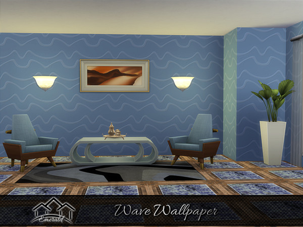 Sims 4 — Wave Wallpaper 3 by Emerald — Wave wallpaper will bring nature and beauty to your home.