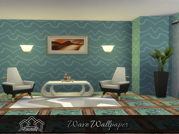 Sims 4 — Wave Wallpaper 4 by Emerald — Wave wallpaper will bring nature and beauty to your home.