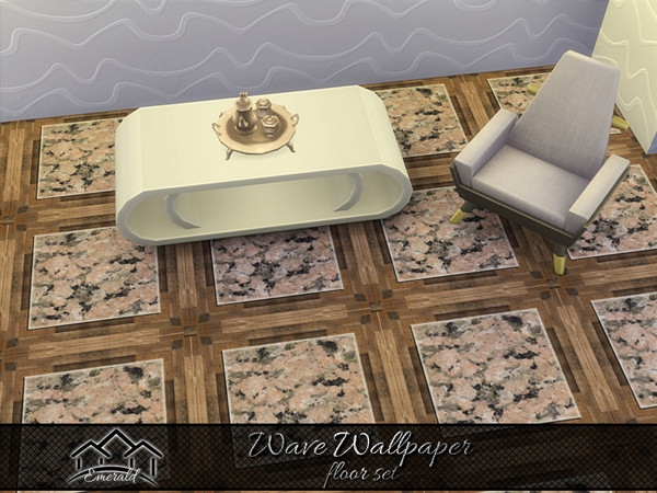 Sims 4 — Wave Wallpaper floor 5 by Emerald — Wave wallpaper will bring nature and beauty to your home.(floor set)