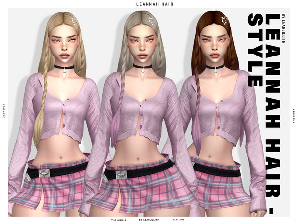 Sims 4 — Leannah Hairstyle by Leah_Lillith — There is optional recolor (color wheel) which can be found in the FACE PAINT