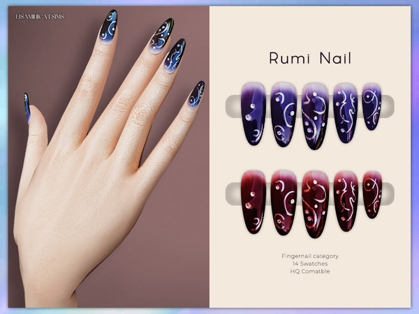 Sims 4 — Rumi Nail by VELYSEA — -Fingernail category -HQ comatble -14 swatches