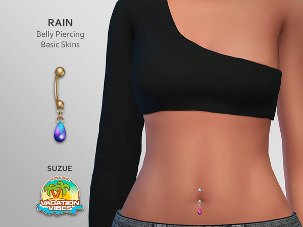 Sims 4 — Vacation Vibes - Rain Belly Piercing Basic Skins by Suzue — New Mesh (Suzue)