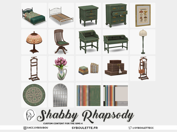 Sims 4 — Shabby Rhapsody - Desk Chair by Syboubou — Shabby Rhapsody is a 27 items cc set that brings charming