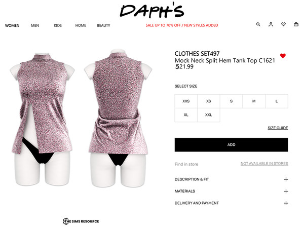 Sims 4 — Clothes SET497 - Mock Neck Split Hem Tank Top C1621 by Daph's — 7 Swatches