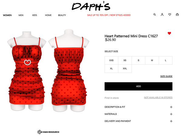 Sims 4 — Heart Patterned Mini Dress C1627 by Daph's — 10 Swatches