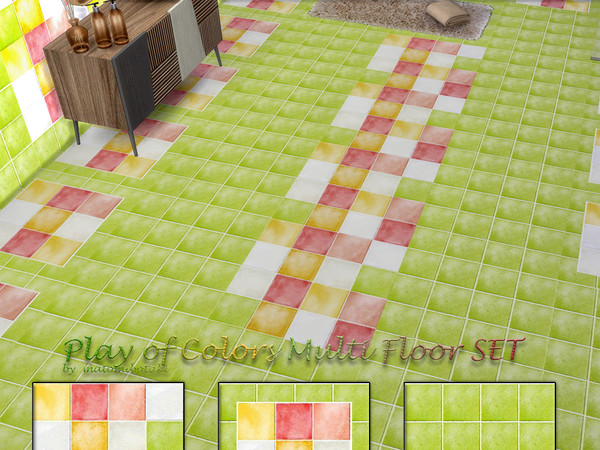 Sims 4 — Play of Colors Mulit Floor SET by matomibotaki — Colorful tile floor that simply puts you in a good mood, not
