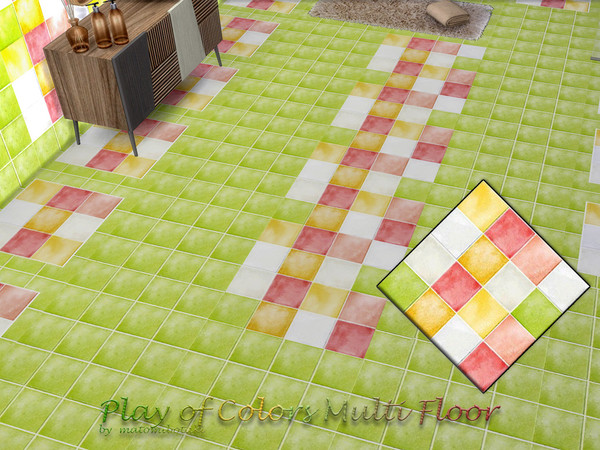 Sims 4 — Play of Colors Multi Floor.package by matomibotaki — Colorful tile floor that simply puts you in a good mood,