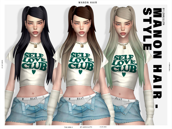 Sims 4 — Manon Hairstyle by Leah_Lillith — There is optional recolor (color wheel) which can be found in the FACE PAINT