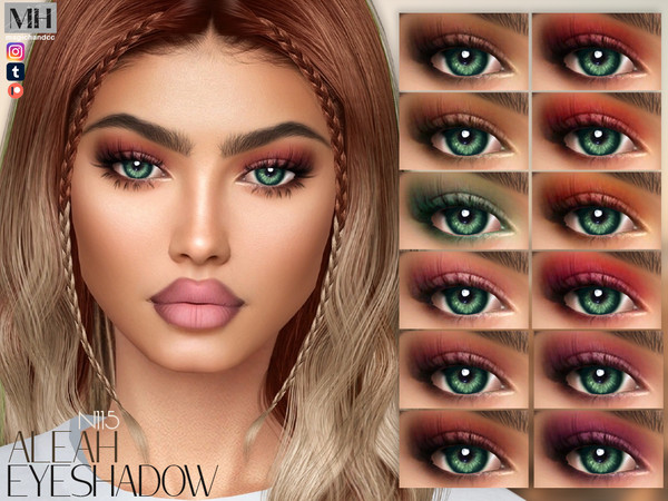 Sims 4 — Aleah Eyeshadow N115 by MagicHand — Smoked Petals eye makeup in 16 colors - HQ Compatible.