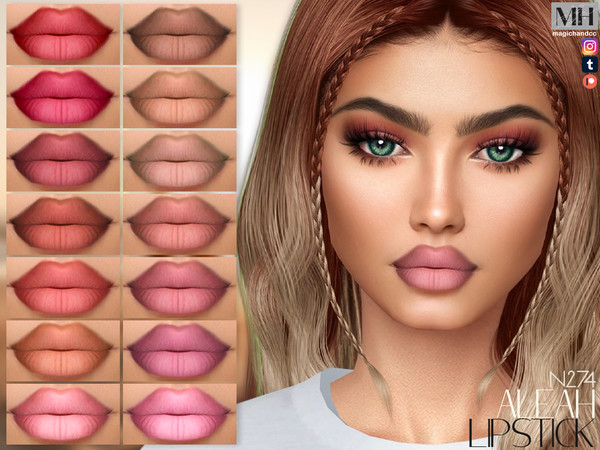 Sims 4 — Aleah Lipstick N274 by MagicHand — Matte lips in 16 colors - HQ Compatible.