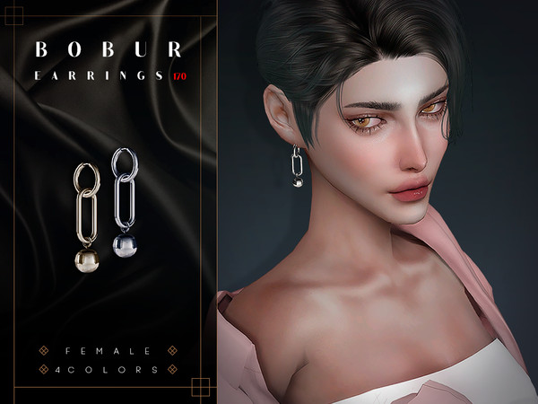 Sims 4 — Chain Earrings by Bobur2 — Chain Earrings with Pendant for female 4 colors I hope you like it