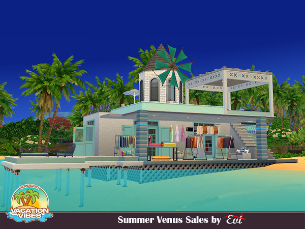 Sims 4 — Summer Venus sales by evi — A business retail lot built with Cycladic architecture