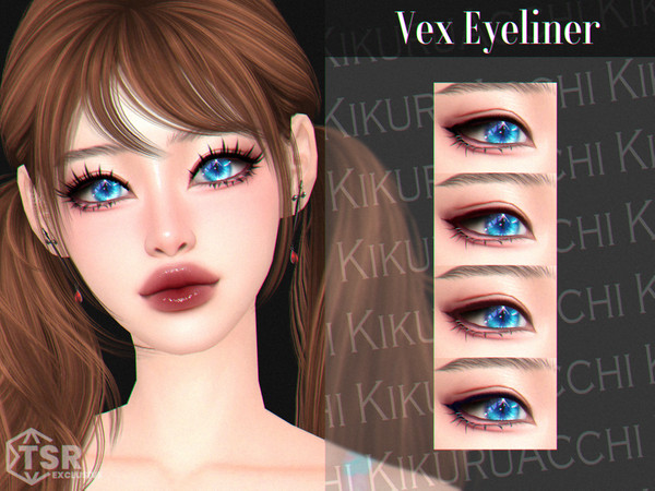Sims 4 — Vex Eyeliner by Kikuruacchi — - It is suitable for Female and Male. ( Teen to Elder ) - 4 swatches - HQ