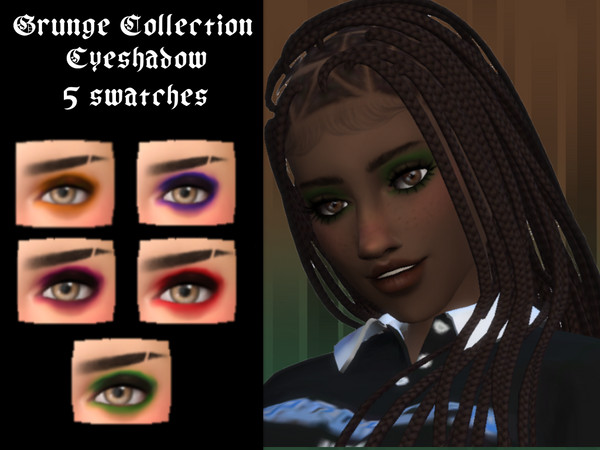 Sims 4 — GrungeCollectionEyeliner.package by _alttrait_ — Grunge makeup collection including 5 swatches of eyeshadow, 1
