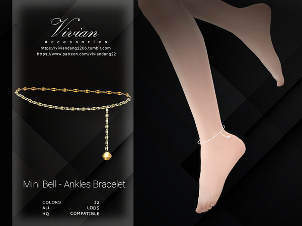 Sims 4 — Mini Bell - Ankle Bracelet by VivianDang — - All new meshes