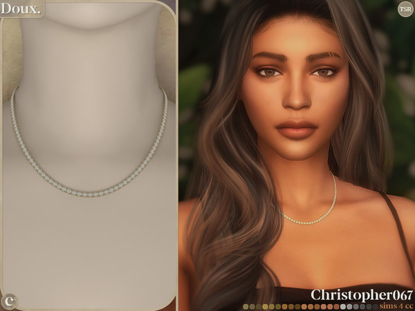 Sims 4 — Doux Necklace by christopher0672 — This is a long and stunning diamond-beaded tennis chain necklace. 21 Metal