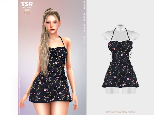 Sims 4 — TWILIGHT GARDEN DRESS BD1577 by busra-tr — 10 colors Adult, Elder, Teen, Young Adult