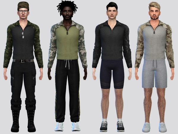 Sims 4 — Zipped Camo Sweater by McLayneSims — TSR EXCLUSIVE