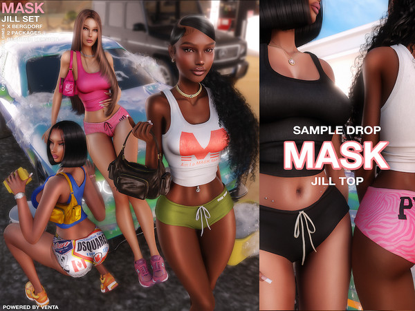 Sims 4 — MASK - Jill Top by VentaStudio — 5 Swatches (16 Swatches on Patreon)
