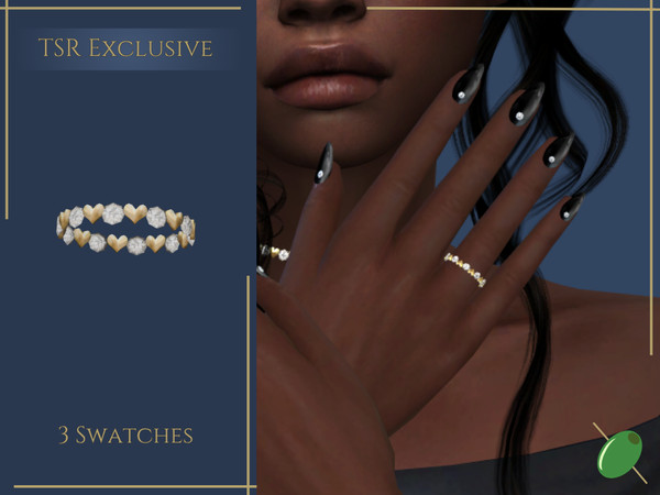 Sims 4 — Kriss Ring by Pitted0live — Gold heart and diamond band ring Custom catalog image