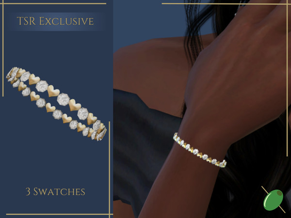 Sims 4 — Kriss Bracelet by Pitted0live — Gold heart and diamond bracelet Custom catalog image