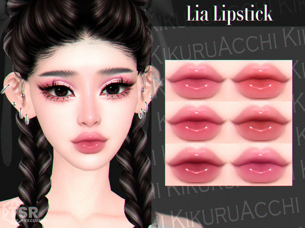 Sims 4 — Lia Lipstick by Kikuruacchi — - It is suitable for Female and Male. ( Teen to Elder ) - 6 swatches - HQ