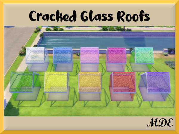 Sims 4 — MDE-RoofCrackedGlass.package by MDE — 4 glass roof patterns with 10 swatches each: Solid Colors Glass Roof,