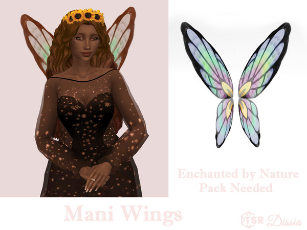 Sims 4 — Mani Wings by Dissia — Cute half transparent fairy wings !! Enchanted by Nature Pack Needed !!