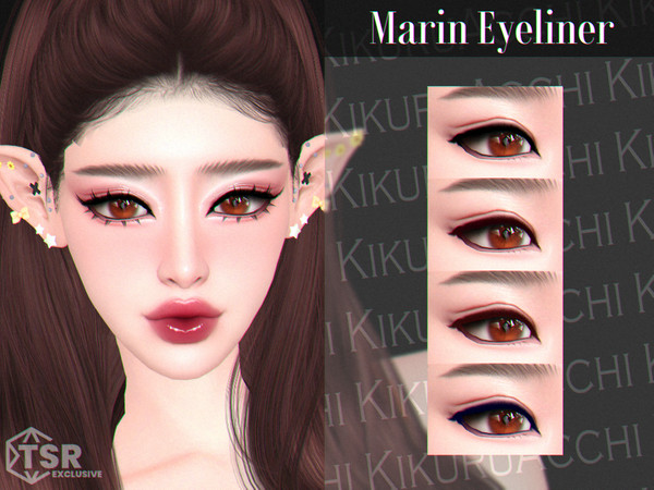 Sims 4 — Marin Eyeliner by Kikuruacchi — - It is suitable for Female and Male. ( Teen to Elder ) - 4 swatches - HQ