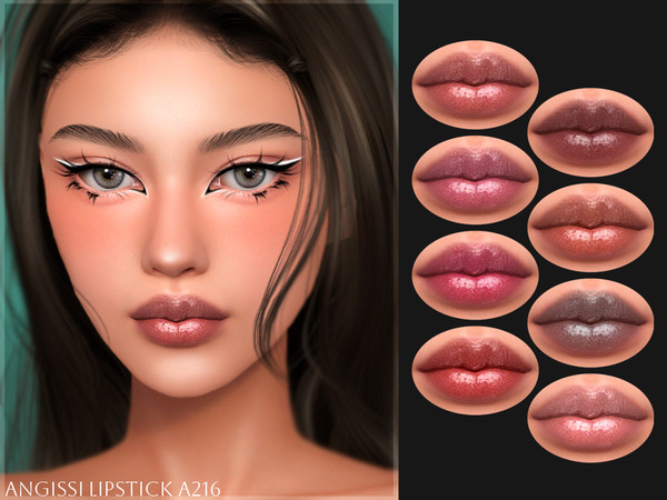 Sims 4 — Lipstick A216 by ANGISSI — PREVIEWS MADE USING HQ MOD Female
