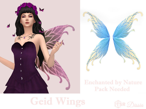 Sims 4 — Geid Wings by Dissia — Magical soft fairy wings !! Enchanted by Nature Pack Needed !!