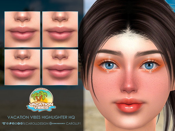 Sims 4 — Vacation Vibes Highlighter HQ by Caroll912 — A 4-swatch soft facial highlighter in the shades of white, yellow,