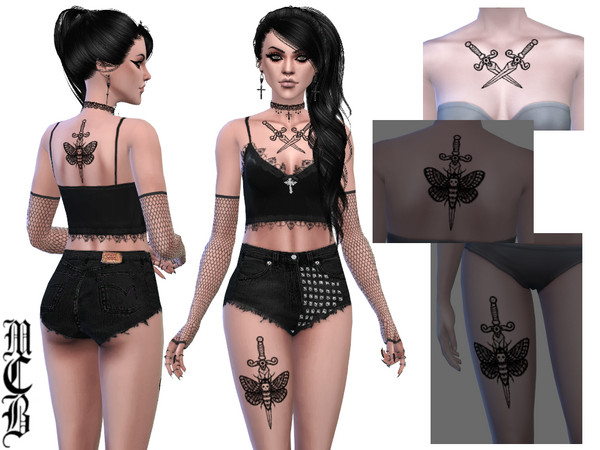 Sims 4 — Daggers Chest Tattoo by MaruChanBe2 — A tattoo for your cuties.