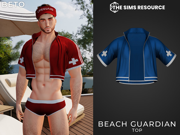 Sims 4 — Beach Guardian (Top) by Beto_ae0 — Men's lifeguard outfit, enjoy it