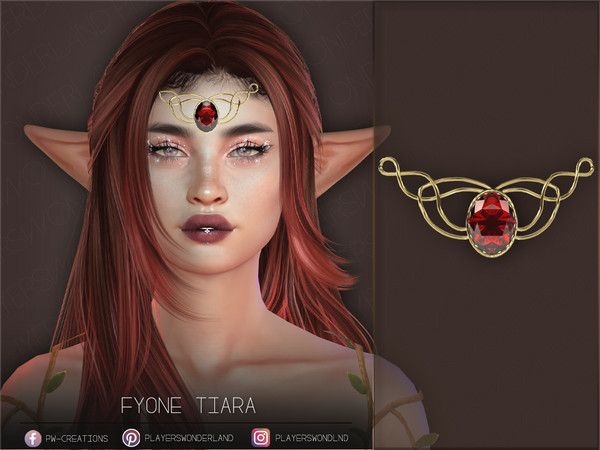 Sims 4 — Fyone Tiara by PlayersWonderland — Another Tiara for fairy-ish Sims. - 15 Color Swatches ; 1 Swatch for Color