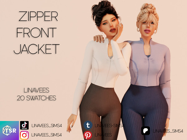 Sims 4 — ELISA - ZIPPER FRONT JACKET by linavees — New Mesh