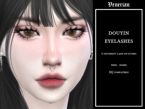 Sims 4 — Venerian Douyin Eyelashes by Venerian — 6 different eyelash swatches Teen to elder No gender or frame