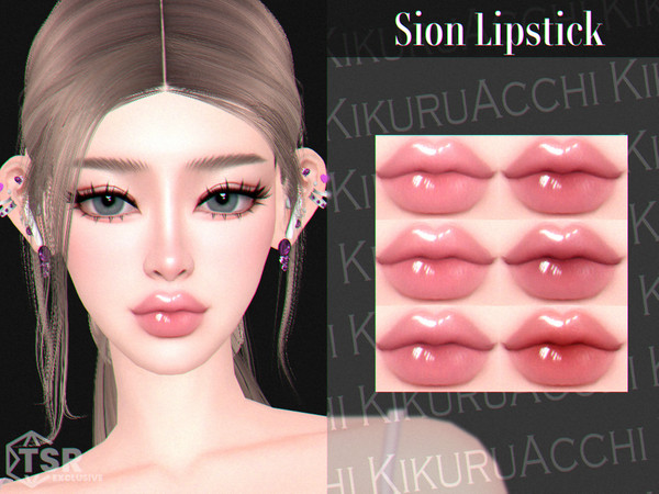 Sims 4 — Sion Lipstick by Kikuruacchi — - It is suitable for Female and Male. ( Teen to Elder ) - 6 swatches - HQ