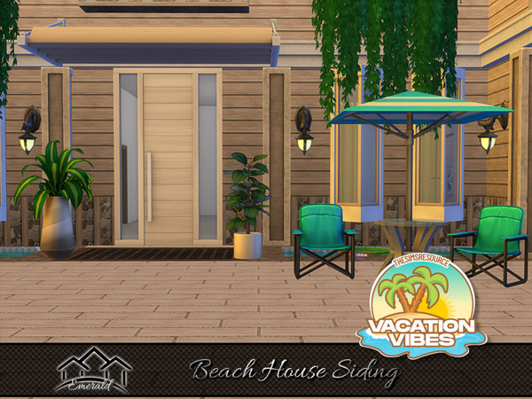 Sims 4 — Beach House Siding 1 by Emerald — Enhance your home exterior and facade with beauty and durability with beach