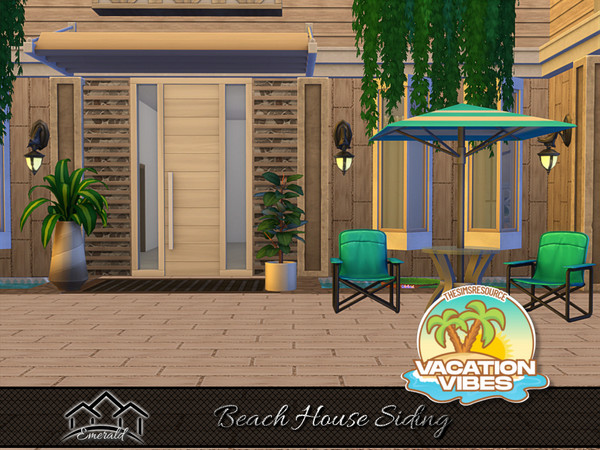 Sims 4 — Beach House Siding 5 by Emerald — Enhance your home exterior and facade with beauty and durability with beach